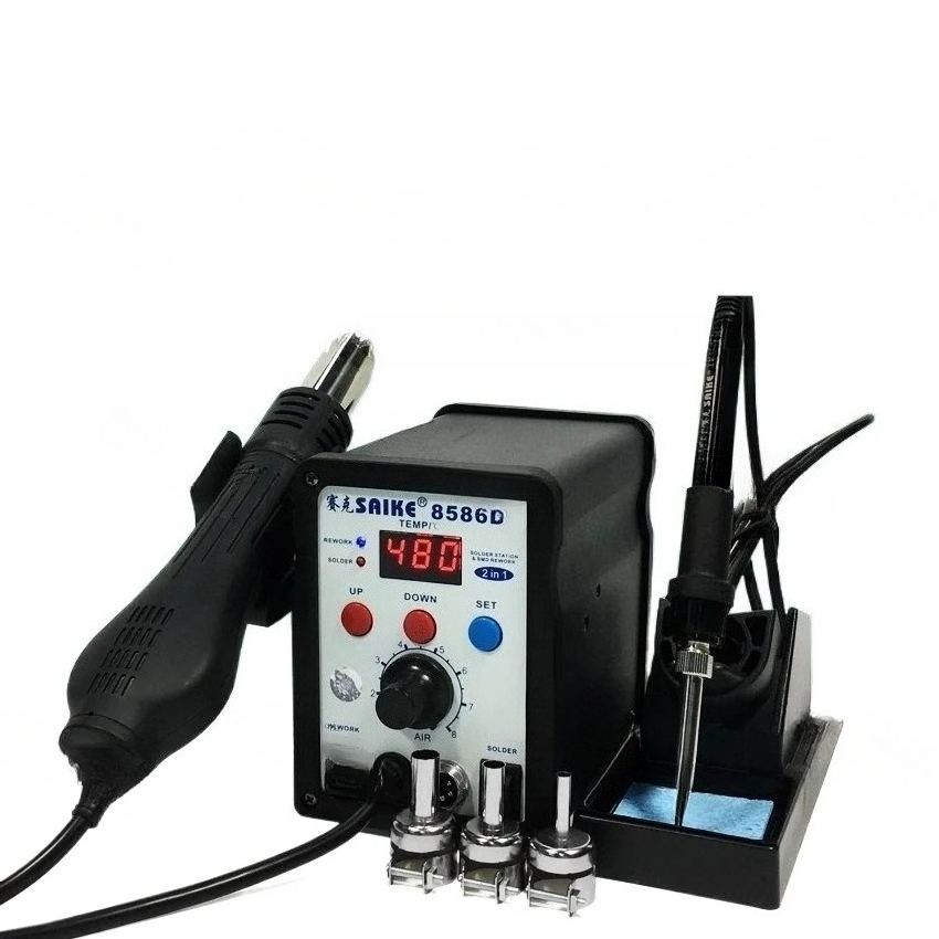 Cocok untuk meja las pistol udara panas digital 8586D 2-in-1 penyesuaian suhu besi solder listrik pematrian