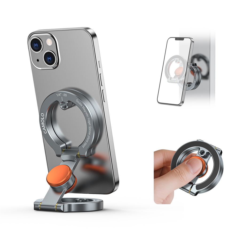 NUOVO supporto per telefono doppio magnetico con supporto da scrivania flessibile Spinner e supporto da palestra per iPhone 17 16 15 14 Android Magsafe giocattolo antistress
