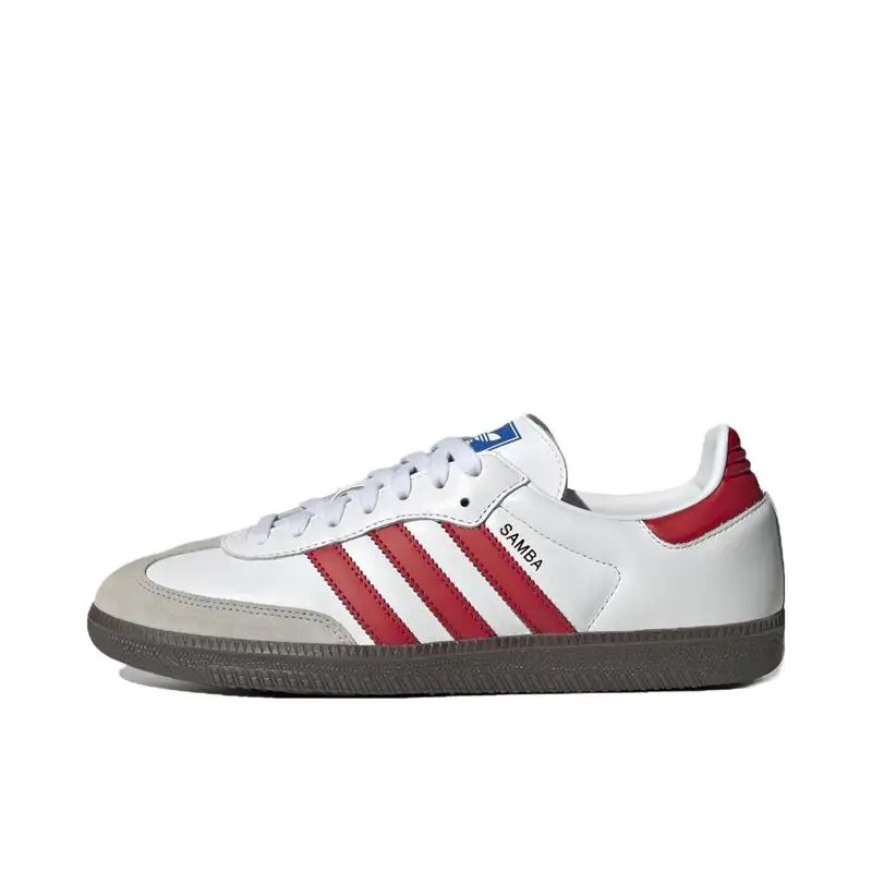 Adidas Originals SAMBA OG Men's and Women's  Anti Slip Comfortable  Wear Resistant Medium Low Cut Board Shoes White and Red