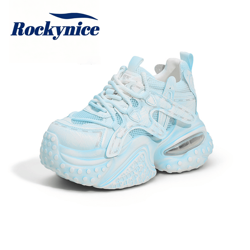 Damen Dad Shoes Neu 2026 Sommer Mesh Atmungsaktive Leder Sportschuhe Leichte Dicksohlige Laufschuhe 10CM Hohe Absätze