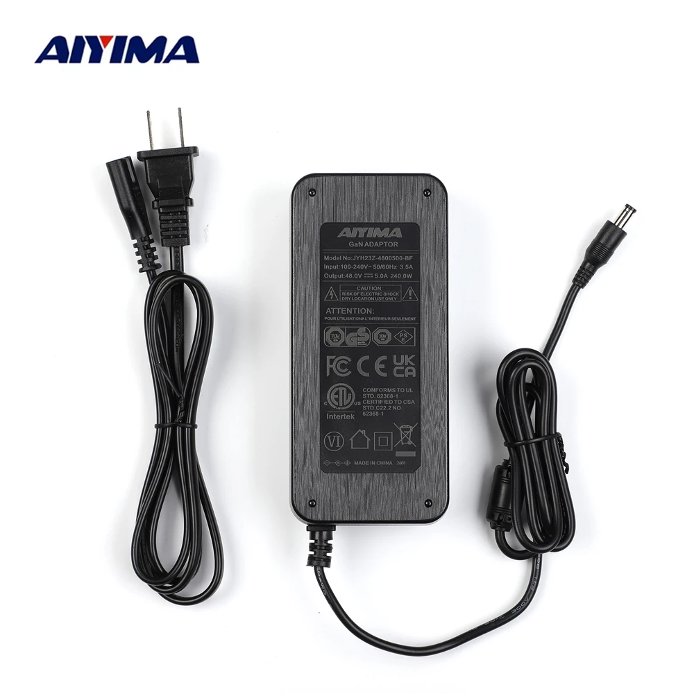 AIYIMA Amplificateur GaN Adaptateur secteur 48V 5A Joli Prise d'alimentation pour TPA3255 TAS5630 Médailles sonores EU US AU UK AC100-240V