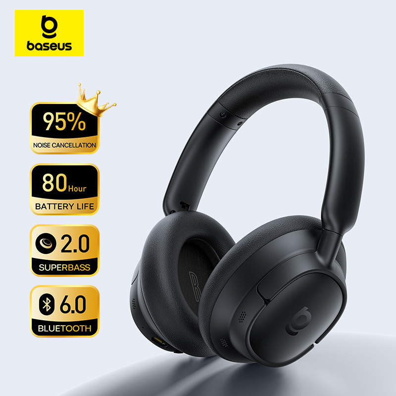 Baseus Bass BH1 NC Lite ANC Draadloze Hoofdtelefoon 95% Ruisonderdrukking Headset Bluetooth 6.0 80 uur Over-Ear Oordopjes