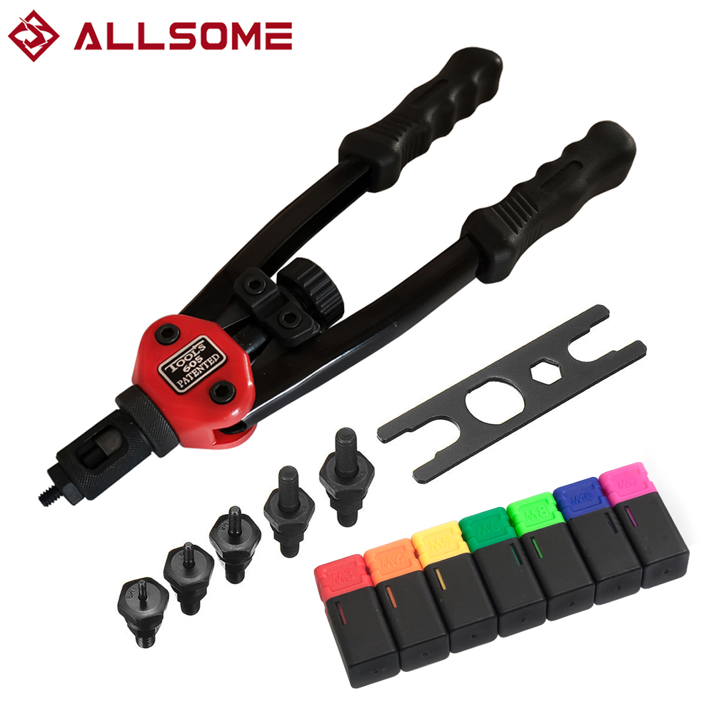 ALLSOME BT-605 Riveter Gun werkzeug Hand Einsatz Niet Mutter Werkzeug Manueller Dorne M3 M4 M5 M6 M8 M10 M12 HT2597