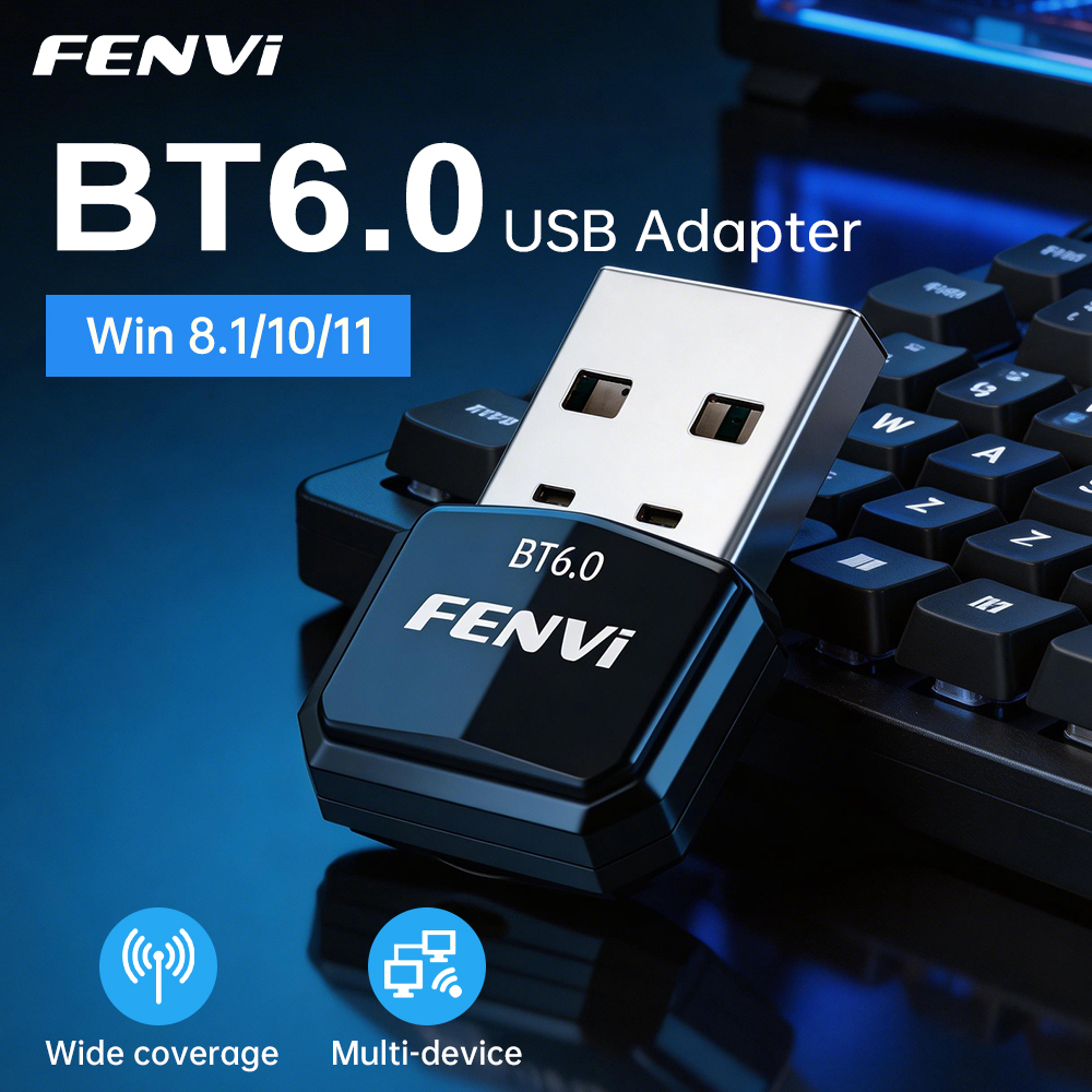 FENVI USB Bluetooth 6.0 Adapter BT 5.4 Dongle für PC Drahtlose Maus Tastatur Musik Audio Receiver USB Sender Windows 11/10