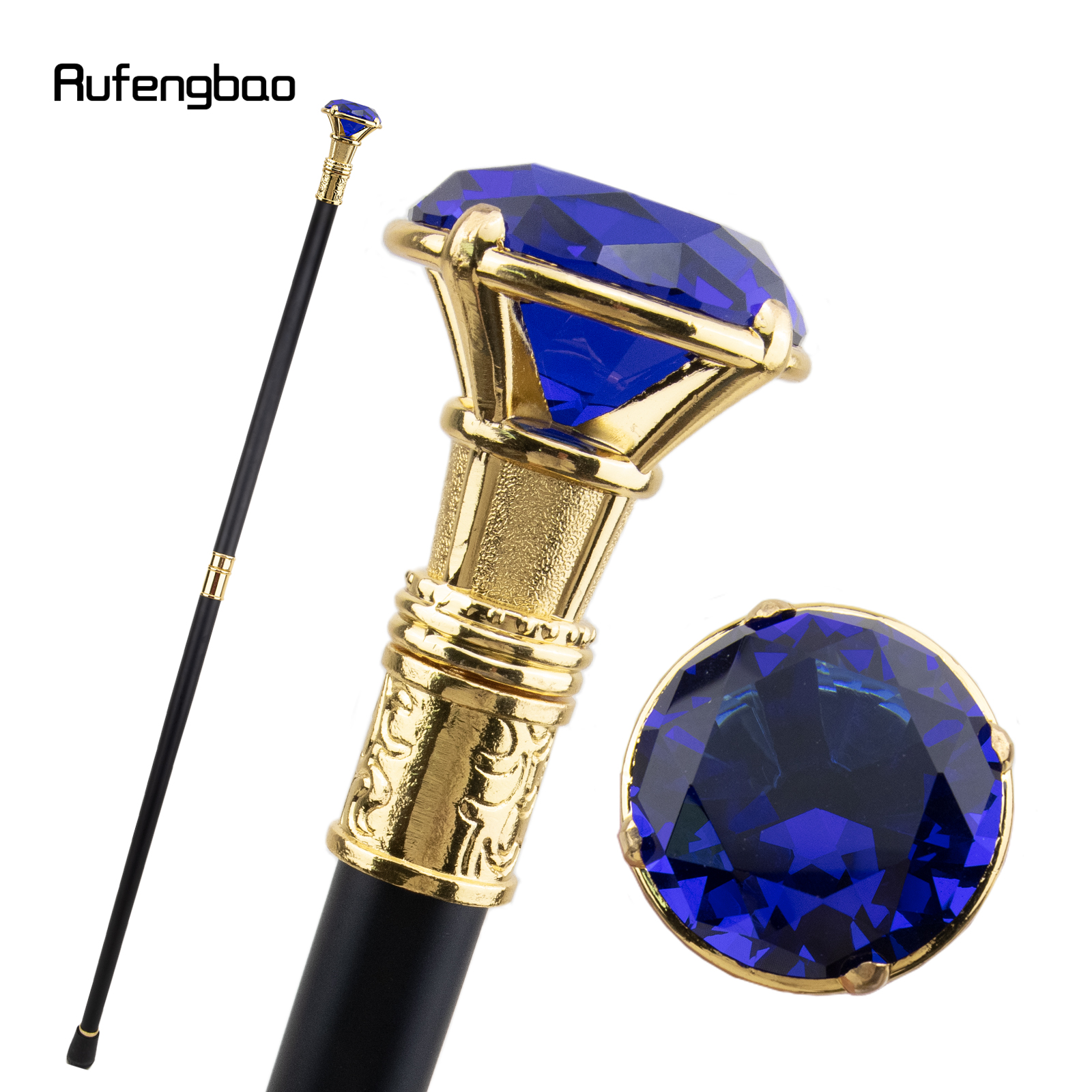 Bastón para caminar dorado tipo diamante púrpura, bastón decorativo a la moda para caballero, bastón elegante para Cosplay, bastón con perilla de 93cm
