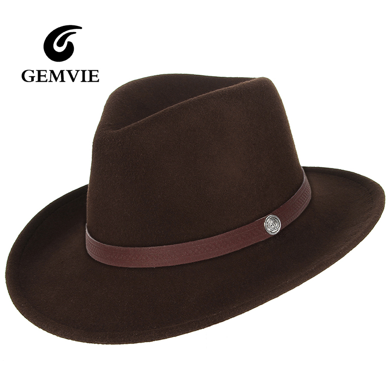 GEMVIE Western Cowboy chapeau femmes hommes large bordFedoras dame Sombrero Hombre Cowgirl Jazz casquettes de soleil taille 57CM
