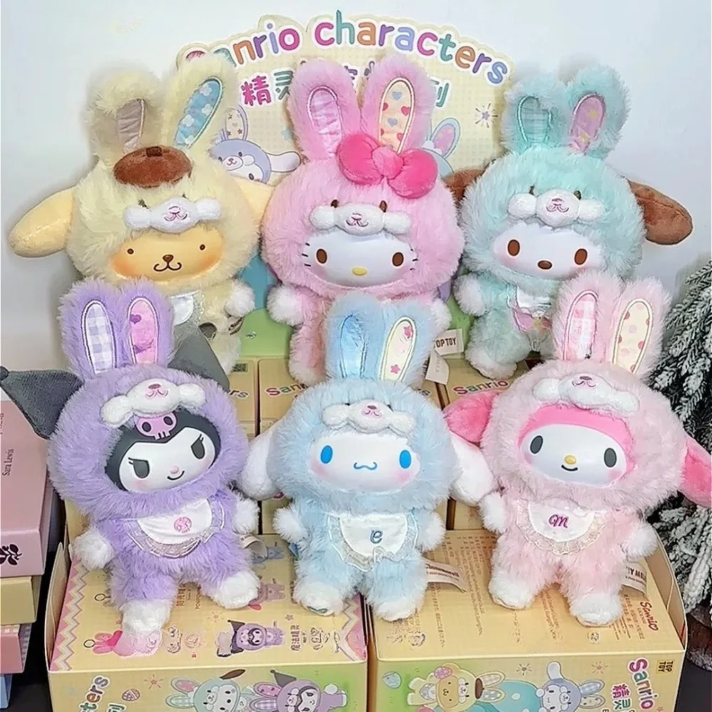 Новый персонаж Sanrio, серия Elf Bunny, виниловая глухая коробка для лица, игрушка, подвеска, загадочная коробка, Cinnamoroll Kuromi Melody, кукла-сюрприз, подарки