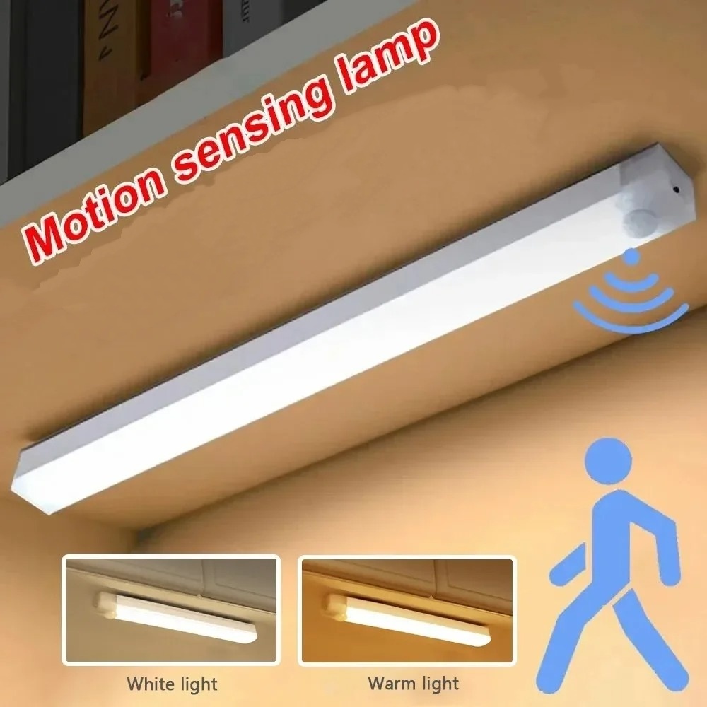 Novo led sensor de movimento luz noturna TYPE-C usb luzes amarelo/branco cores lâmpada para armário cozinha quarto iluminação guarda-roupa
