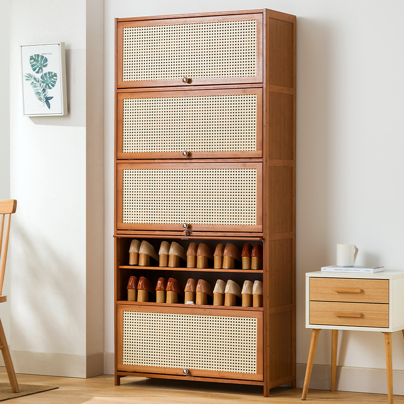Imitatie rotan geweven schoenenkast, eenvoudig schoenenrek aan de deur van het huis, economisch, knap binnen