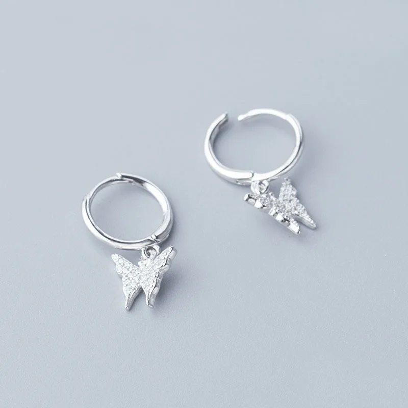 Boucles d'oreilles papillon en argent Sterling 925 incrustées de Micro Zircon cubique, bijoux d'oreille pour femmes, cadeaux de fête