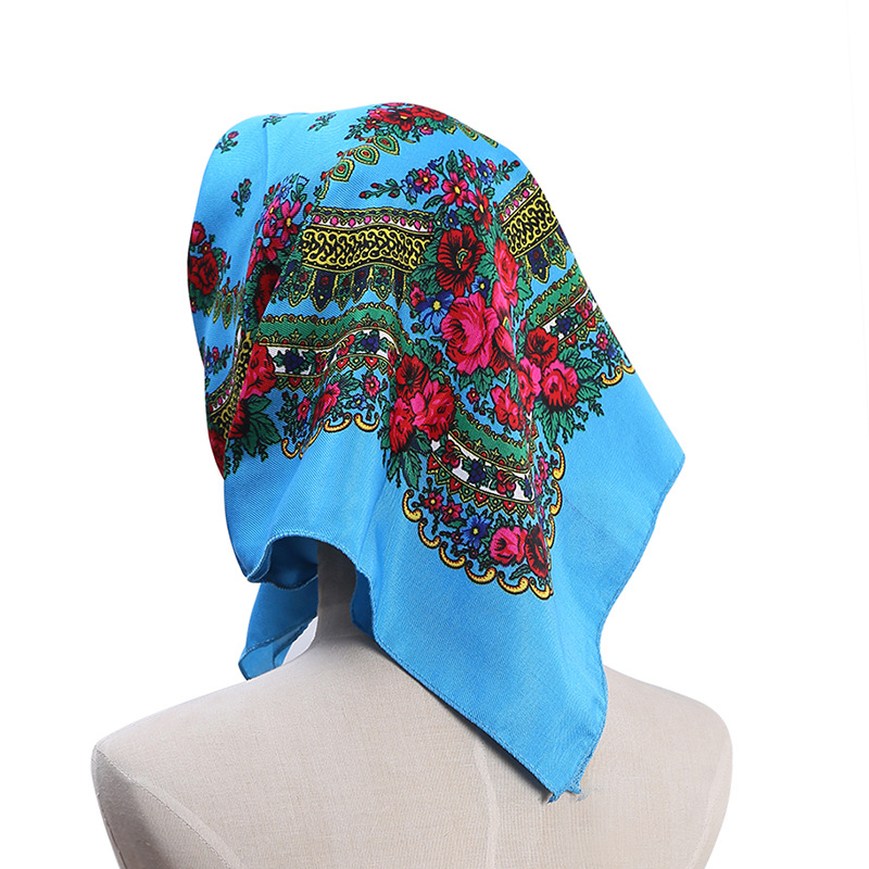 Lenço quadrado floral de luxo para mulheres, bandana de cabelo russo, lenço de cabeça russo, lenço russo 70*70cm