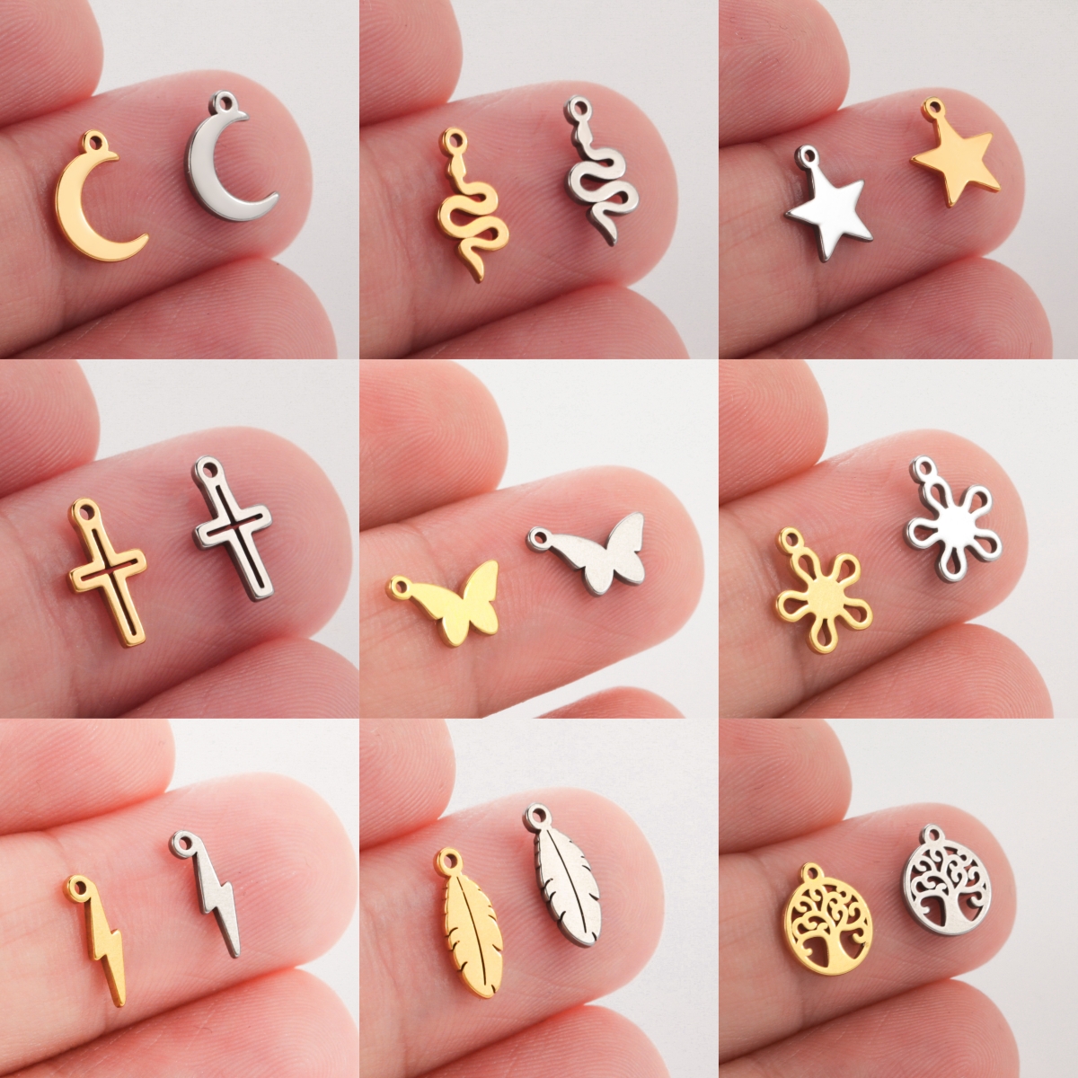 5 Stück/Charge aus Edelstahl, Baum des Lebens, Schmetterlings-Charm, Schmuckzubehör, DIY-Armband, Ohrringe, Halskette, Anhänger, Zugang
