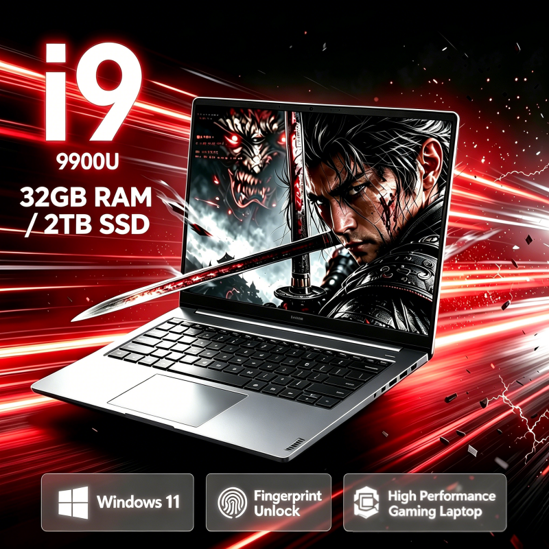 15.6 Inch 4K HD Display Laptop Computer Intel Core i9-9900 CPU Windows 11 System16GB RAM 1TB SSD Ultra Thin Lightweight Portable