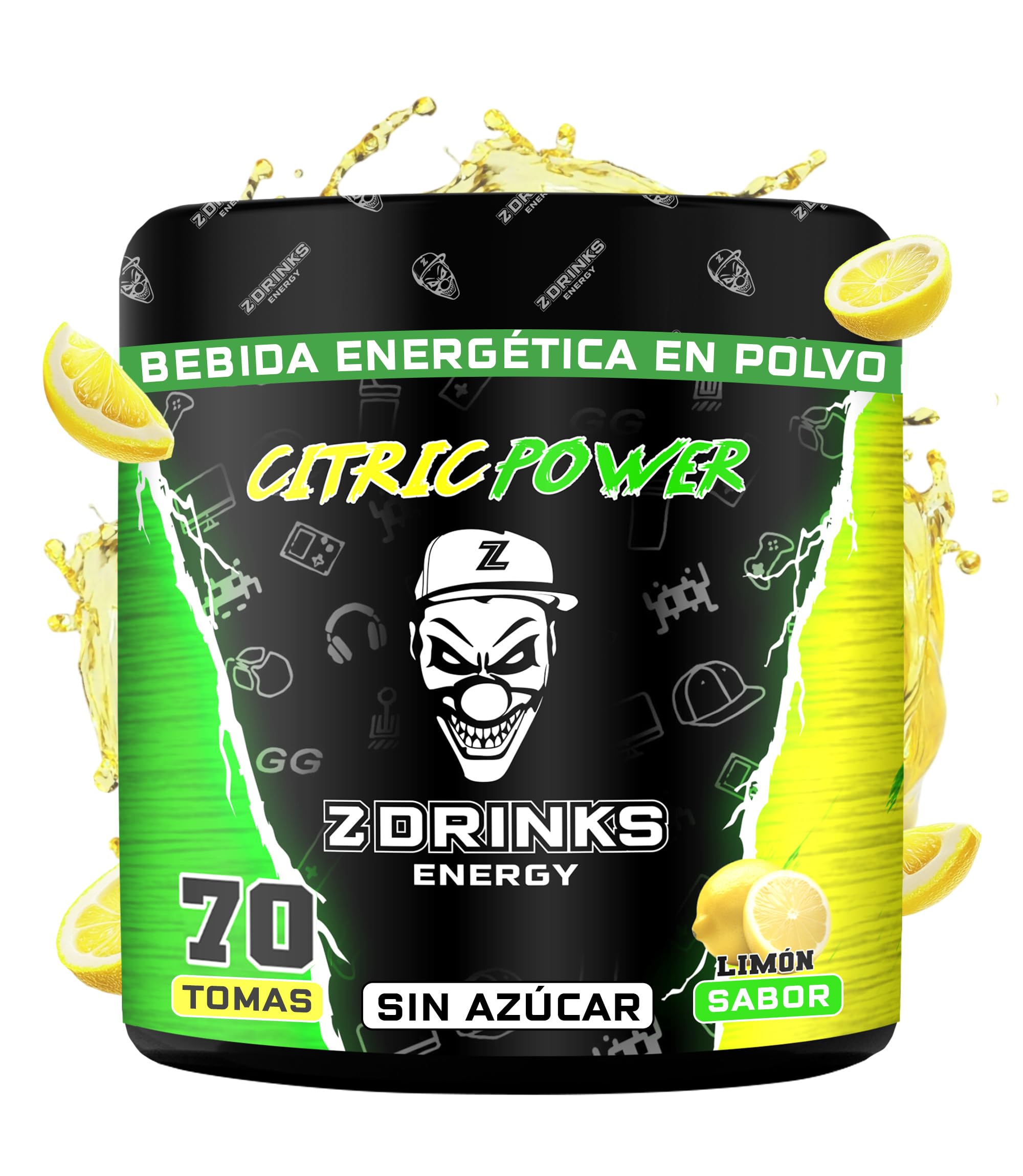 Z Drinks Citric Power (Limón) - Bebida Energética en Polvo Sin Azúcar con Cafeína, Vitaminas y Minerales