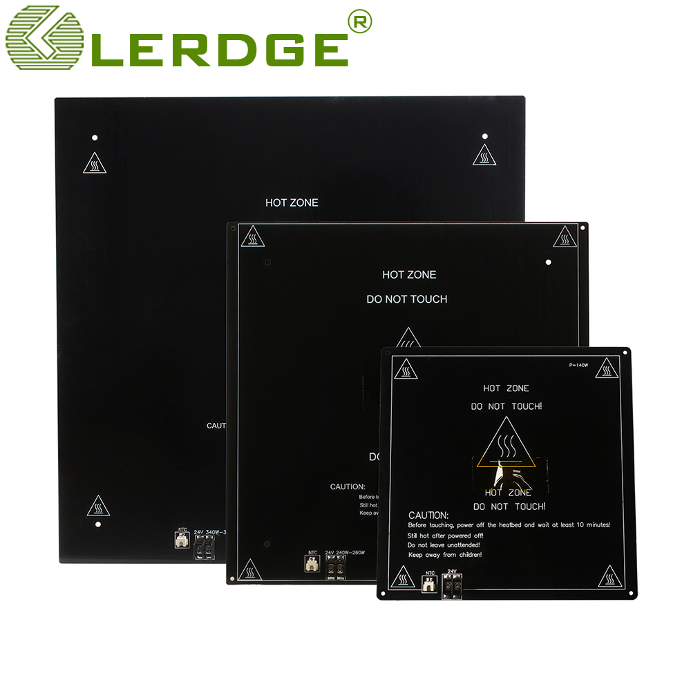 LERDGE 3D drukarki części 3mm aluminium podłoże Hotbed MK2A podgrzewane gorące łóżko płyta ogrzewanie platformy akcesoria 220mm 310mm