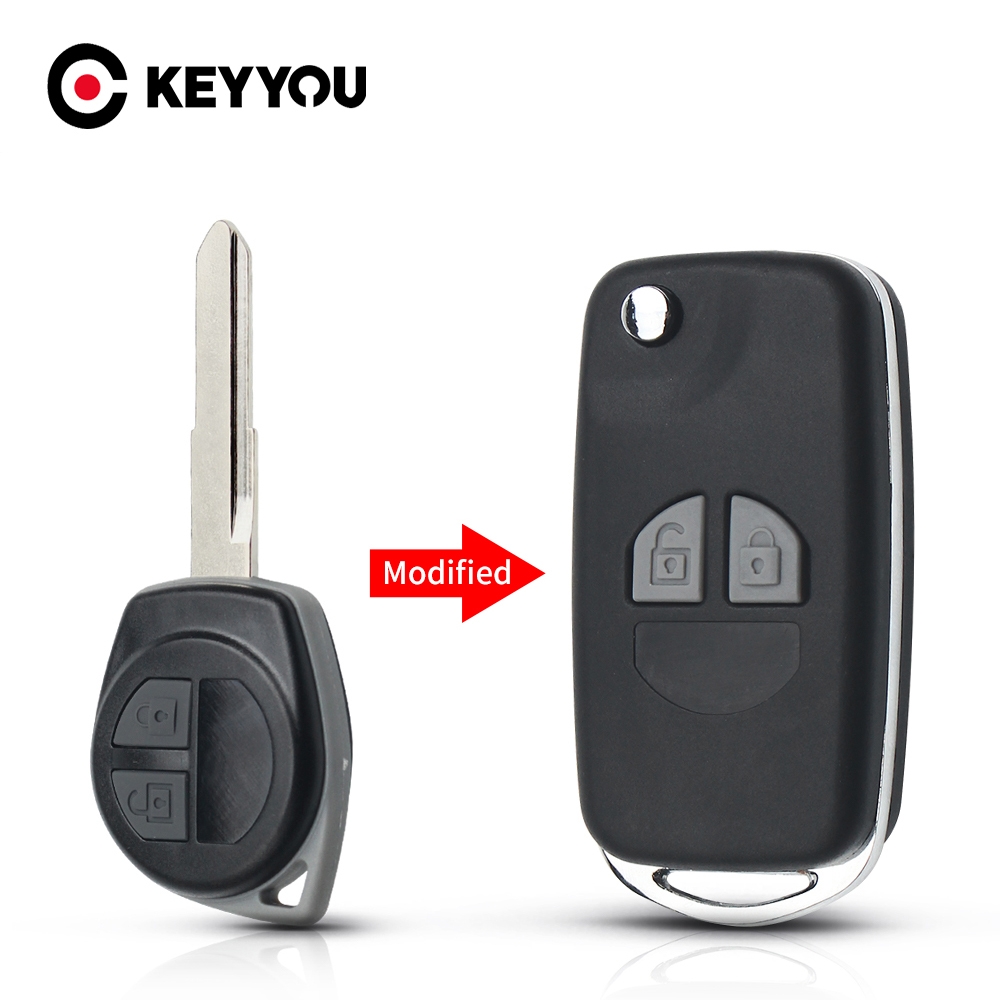 KEYYOU – coque pour clé télécommande de voiture pliable, 2 boutons, pour Suzuki SX4 Swift Grand Vitara