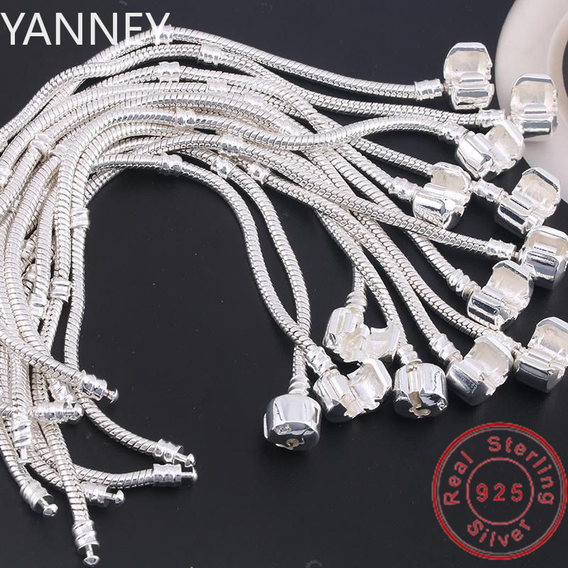 Pulsera con dije de hueso de serpiente de Plata de Ley 925 Original, joyería fina, pulseras con dijes básicos para mujeres y hombres, joyería DIY para fiesta