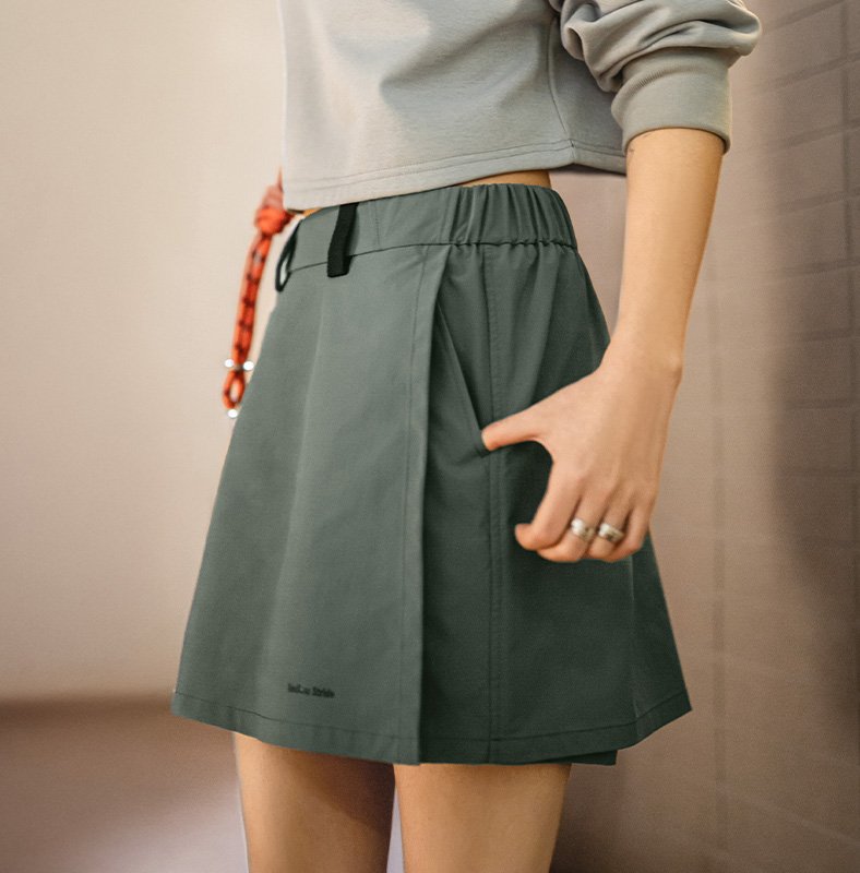 Maden New Outdoor A-Line Skort Shorts Women's Summer Lightweight Hiking Elastic Waist Pant Skirt Casual Versatile Green Bottoms