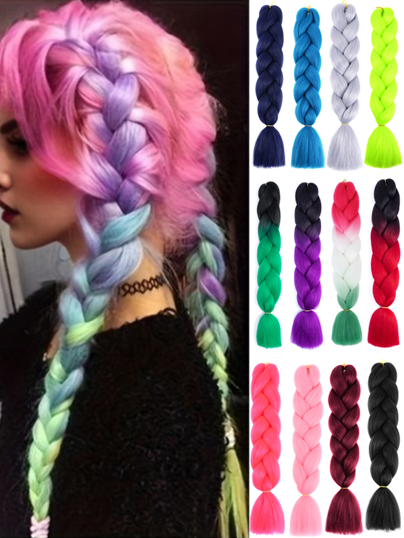 24-inch DIY Jumbo Vlechthaar Synthetische haarextensies Afro Ombre Gehaakte vlechthaar Groothandel voor vrouwen