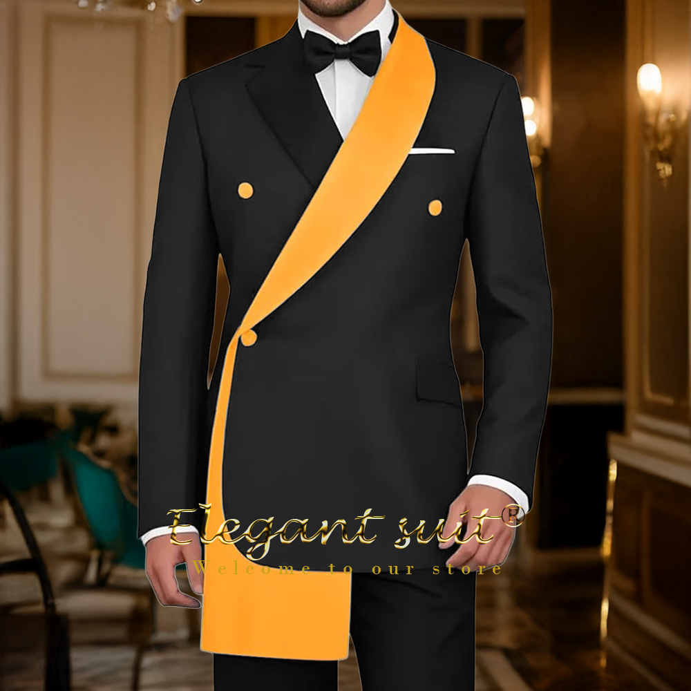 Traje Elegante de Dos Piezas para Hombre en Color Naranja, Chaqueta Entallada con Pantalones de Traje, Ideal para Cenas y Fiestas