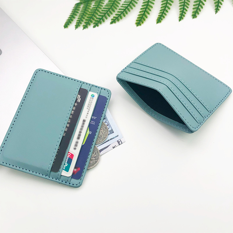 Porte-cartes en cuir Pu, 1 pièce, porte-cartes d'identité, couleur bonbon, boîte à cartes de crédit, multi-fente, étui mince, portefeuille pour femmes et hommes, couverture de cartes de visite
