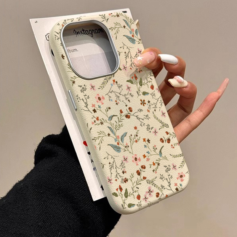 小さな花ライチ柄 iPhone 17 16 Pro Max 15 14 13 12 11 XS X XR 7 8 Plus SE2 16E用 耐衝撃バンパーケース