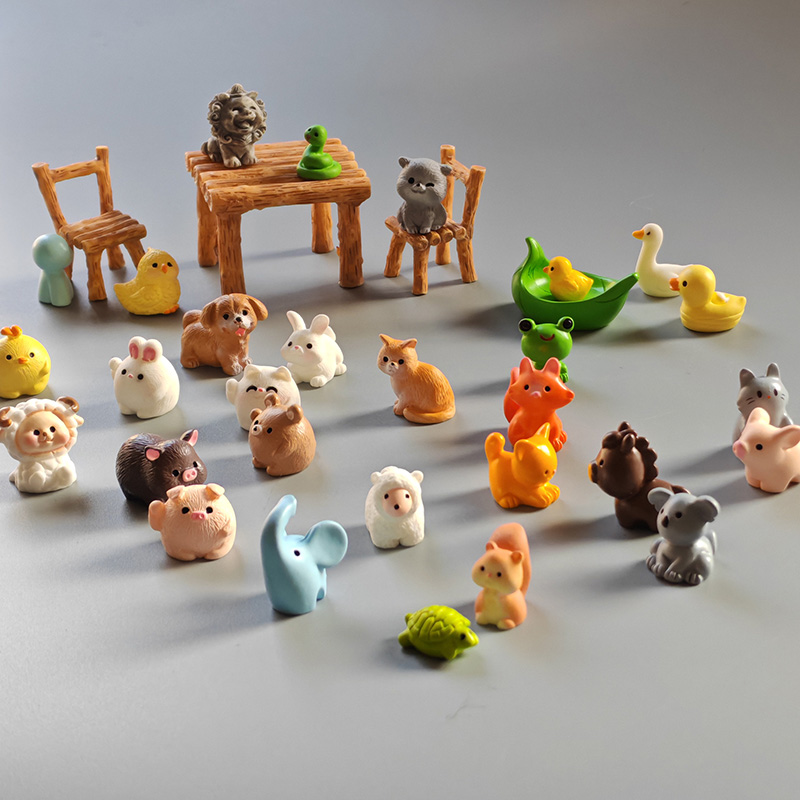 10 buah Aksesori dekorasi taman peri miniatur figur Koala katak kuda kucing babi domba kelinci rubah tupai anjing 10 buah