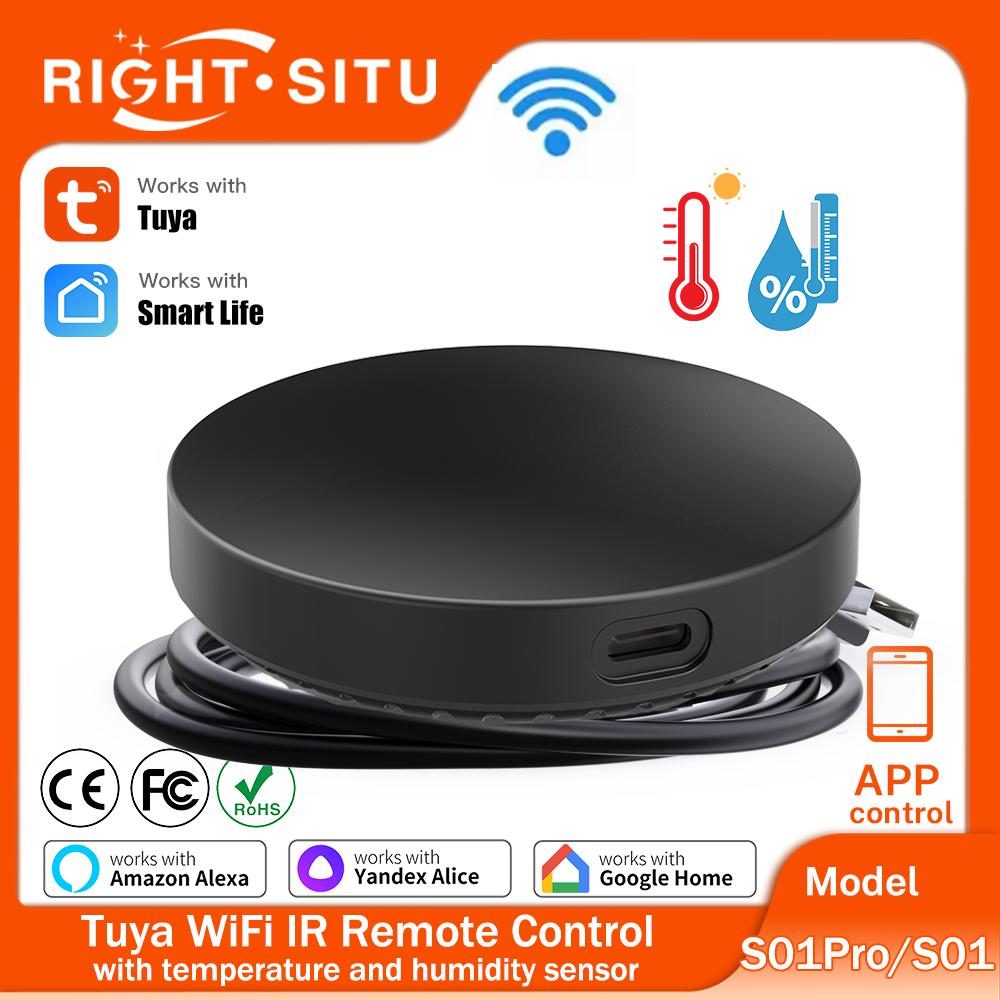 Tuya WiFi 温度湿度センサー APP IR リモコン付き スマートホーム用 AC TV 用 SmartLife Yandex Alexa と連携