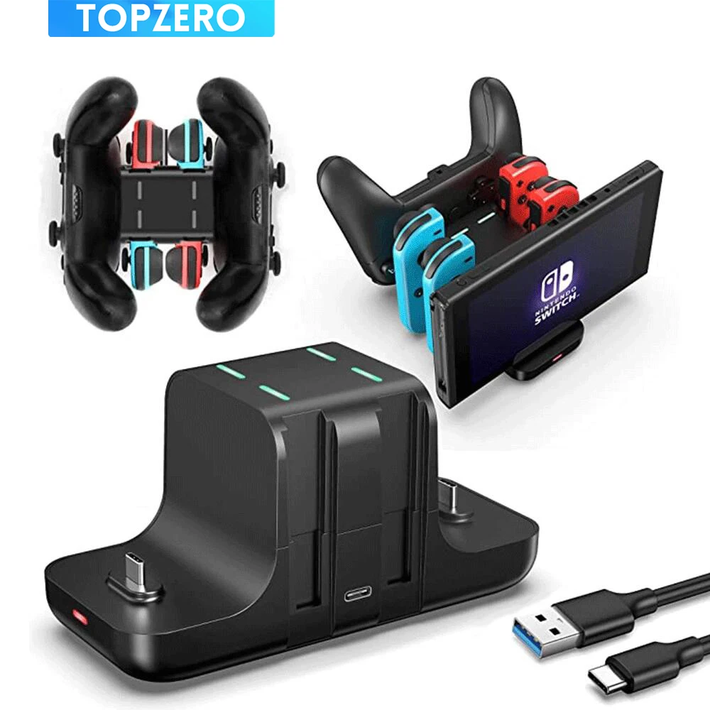 Stacja ładująca 6 w 1 do konsoli Nintendo Switch Joy-con Kontroler Gamepad Ładowarka Stacja dokująca DC5V/2A Podstawka ładująca NS Switch