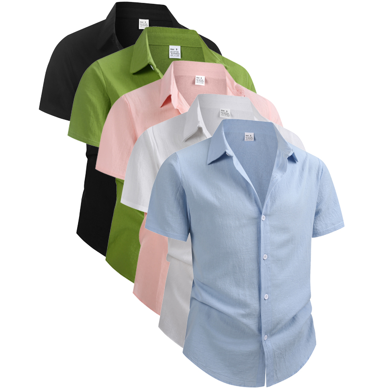 Camisa de Lino y Algodón para Hombre, Manga Corta, Verano 2026, Ropa de Marca, Camisas de Alta Calidad, Camisa Casual de Moda para Hombre
