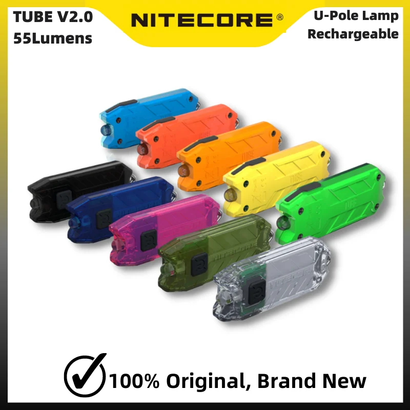 Nitecore tubo v2.0 u-polo lâmpada chaveiro luz 55 lúmens usando lanterna de bolso led edc de alto desempenho