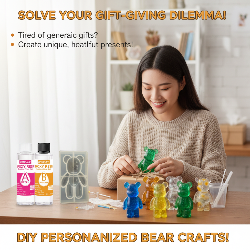 ชุดเรซิ่นอีพ็อกซี่คริสตัล DIY พร้อมแม่พิมพ์ซิลิโคนรูปหมี 3 มิติ ชุดกาว AB ใส สำหรับทำเครื่องประดับ ตกแต่งบ้าน งานศิลปะหล่อ