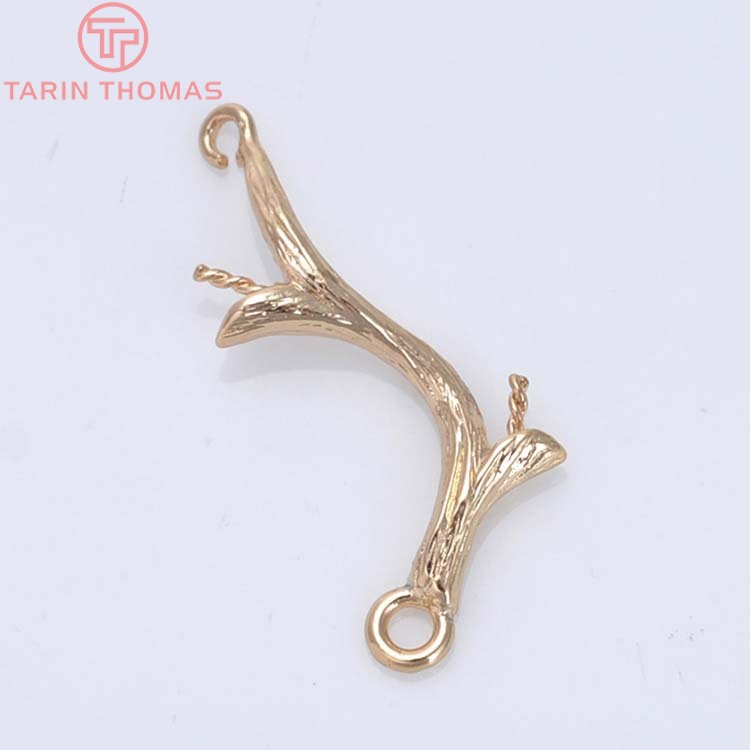 Dijes de rama de Latón chapado en oro de 24K, Conector de pendientes, accesorios de joyería Diy de alta calidad, 24MM, 25MM, 2459