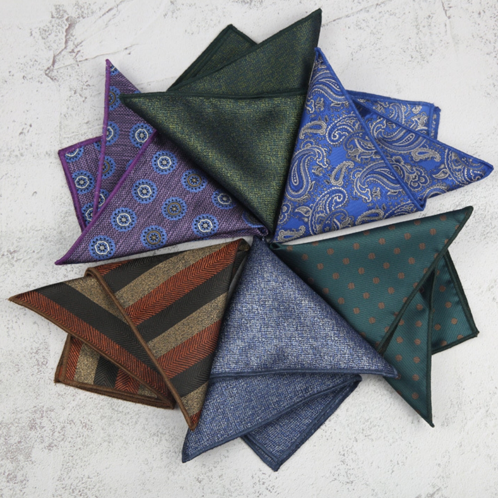 สีทึบผ้าเช็ดหน้าผู้ชายลายสก๊อต Dot Paisley Hankies Hanky ธุรกิจ Pocket Square หน้าอกผ้าเช็ดตัว 23*23 ซม.