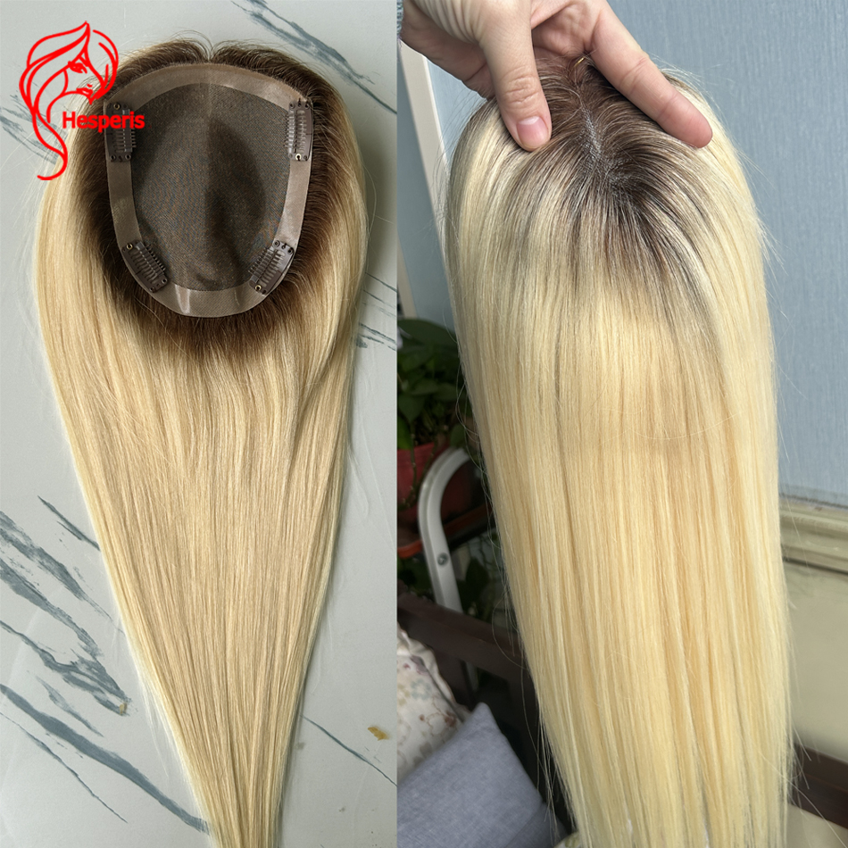 Raiz Marrom Hesperis # 613 topper cabelo virgem humano mono base 5x6 " toppers de cabelo para mulheres com desbaste cabelo feito à mão clipe em ha