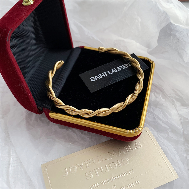 Braccialetti con ciondoli alla moda Braccialetti con apertura per donna Braccialetti semplici sottili con filo di acciaio inossidabile 316L color oro