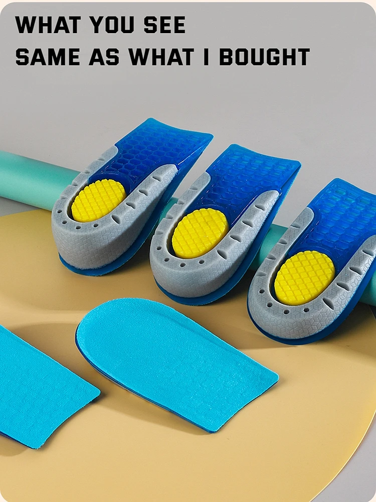 1Pair Gel Shoes Insole for Feet Silicone Invisible Height Increasing Insoles Non Slip Shoe Pads Men Shock Absorption Shoe Sole