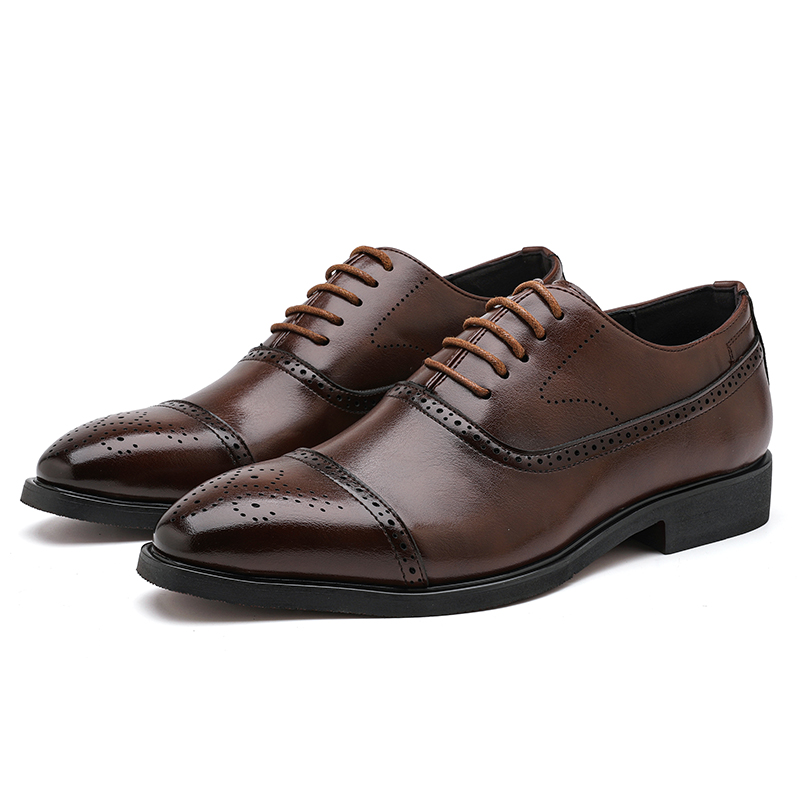 Oxfords Herrenschuhe, rote Sohle, modisch, Business, Freizeit, Party, Bankett, Alltag, Retro, geschnitzte Schnür-Brogue-Kleiderschuhe