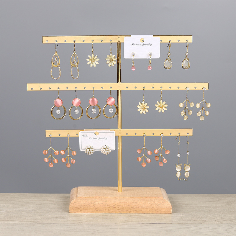 Novo diy multifuncional brinco display rack colar anel rack de armazenamento destacável fundo de madeira feminino pulseira jóias rack