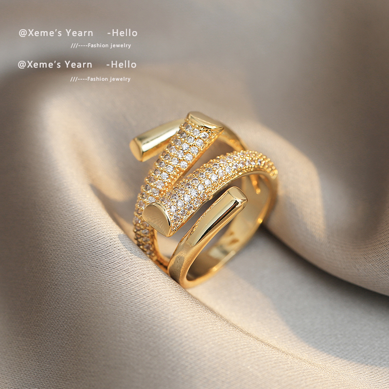Bagues d'ouverture croisée en métal Zircon, nouveau Design européen et américain, Micro réglage, bijoux de luxe gothiques pour femmes et filles, 2025