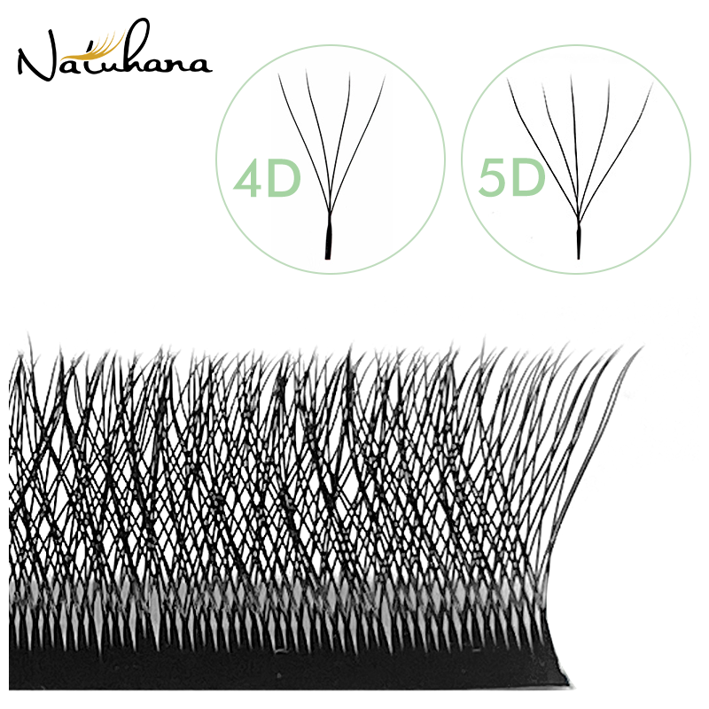 NATUHANA Ciglia a ventaglio volume preconfezionate 4D 5D a forma di W 0,07 mm sottili C-D Curl Ciglia finte individuali morbide naturali per il trucco