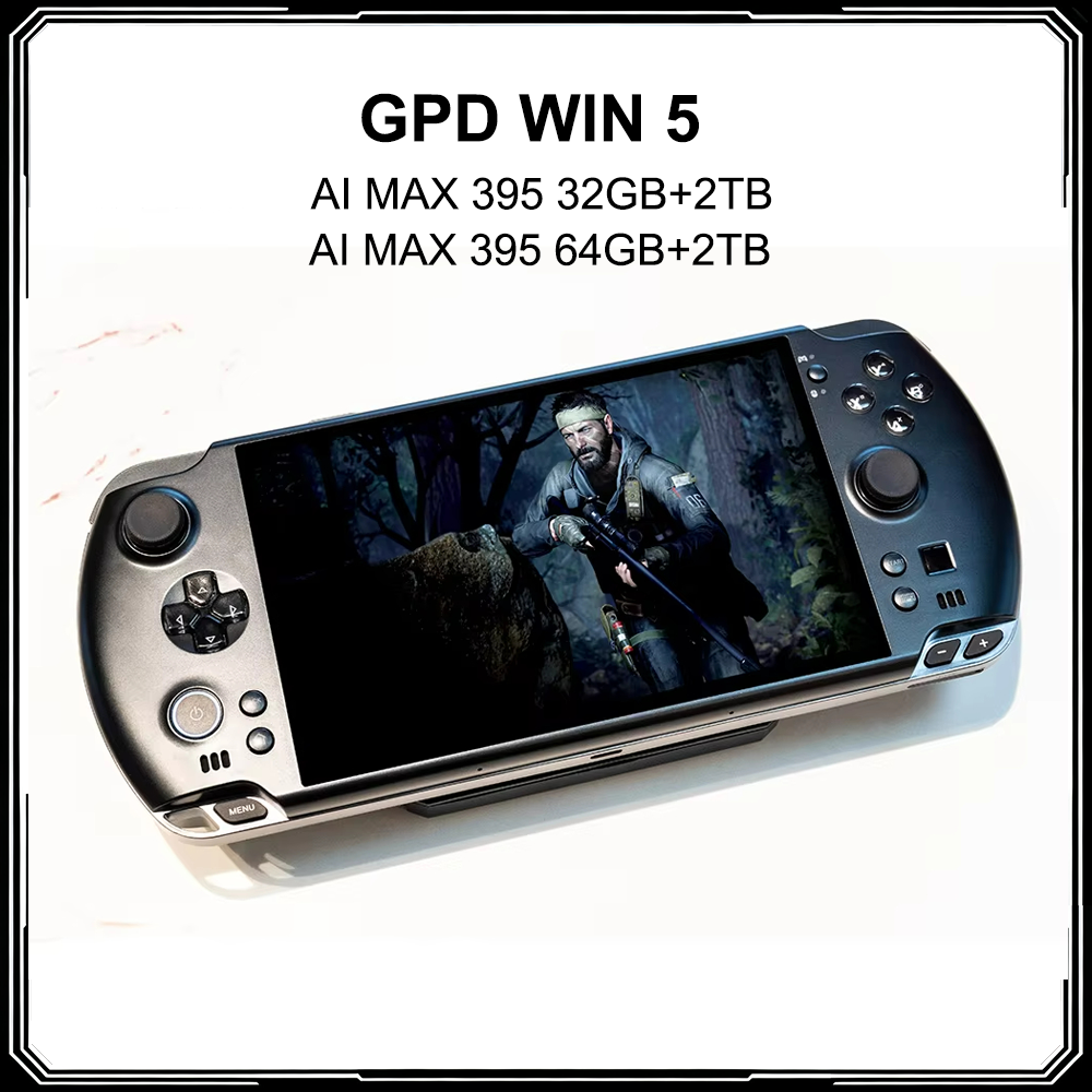 GPD WIN 5 PC Portátil para Juegos, AMD Ryzen AI MAX+, Pantalla de 7 Pulgadas, 64GB DDR5 RAM, 2TB M.2 SSD, Joystick Capacitivo, Batería de 80Wh