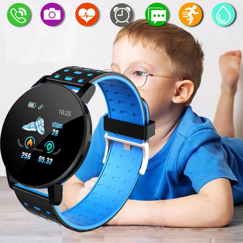 Crianças Sports Smart Watch, Relógio Digital LED, Smartwatch à prova d'água, Monitor de Freqüência Cardíaca, Rastreador de Fitness, Meninos, Meninas