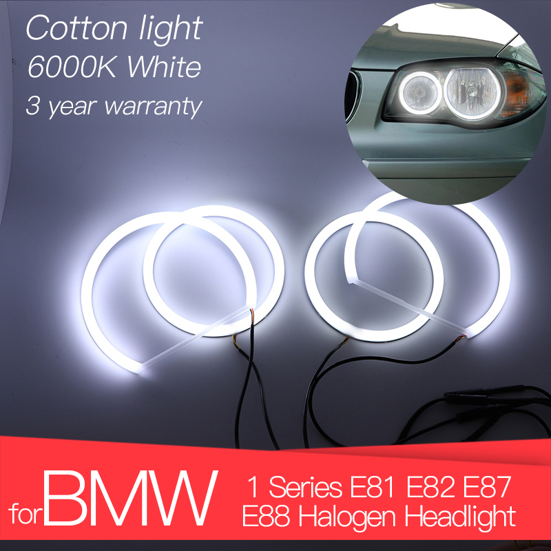 3 Years Warranty Hight Quality LED Angel Eyes Kit Cotton White Halo Ring for BMW 1 Series E81 E82 E87 E88 Halogen Headlight