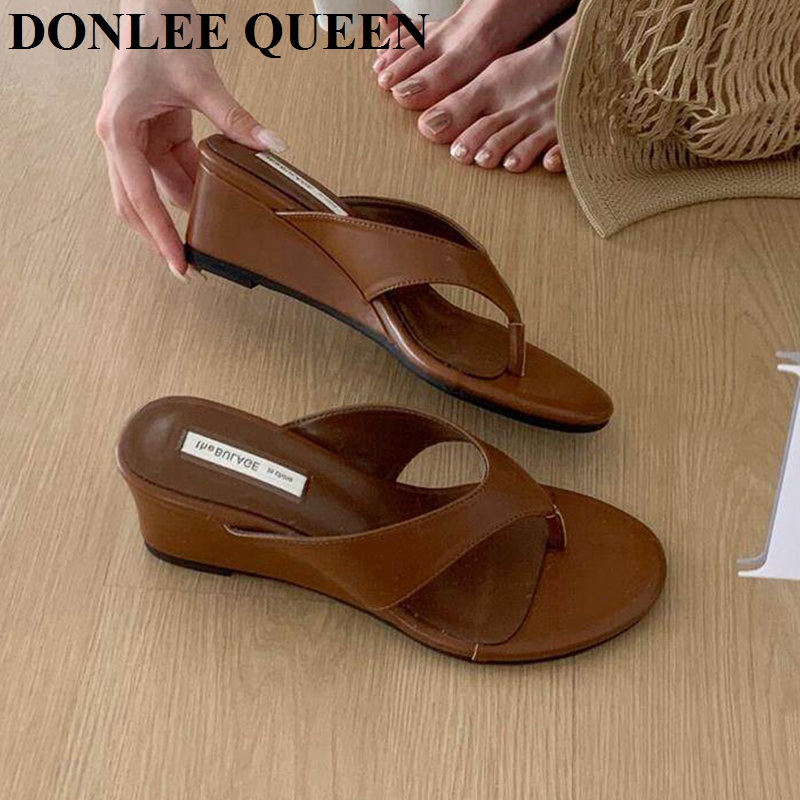 2026 Summer Female Clip Toe Platform Wedges Heel Women Slippers Fashion Brand Flip Flops Shoes Slip On Casual Slide Sandal Pumps