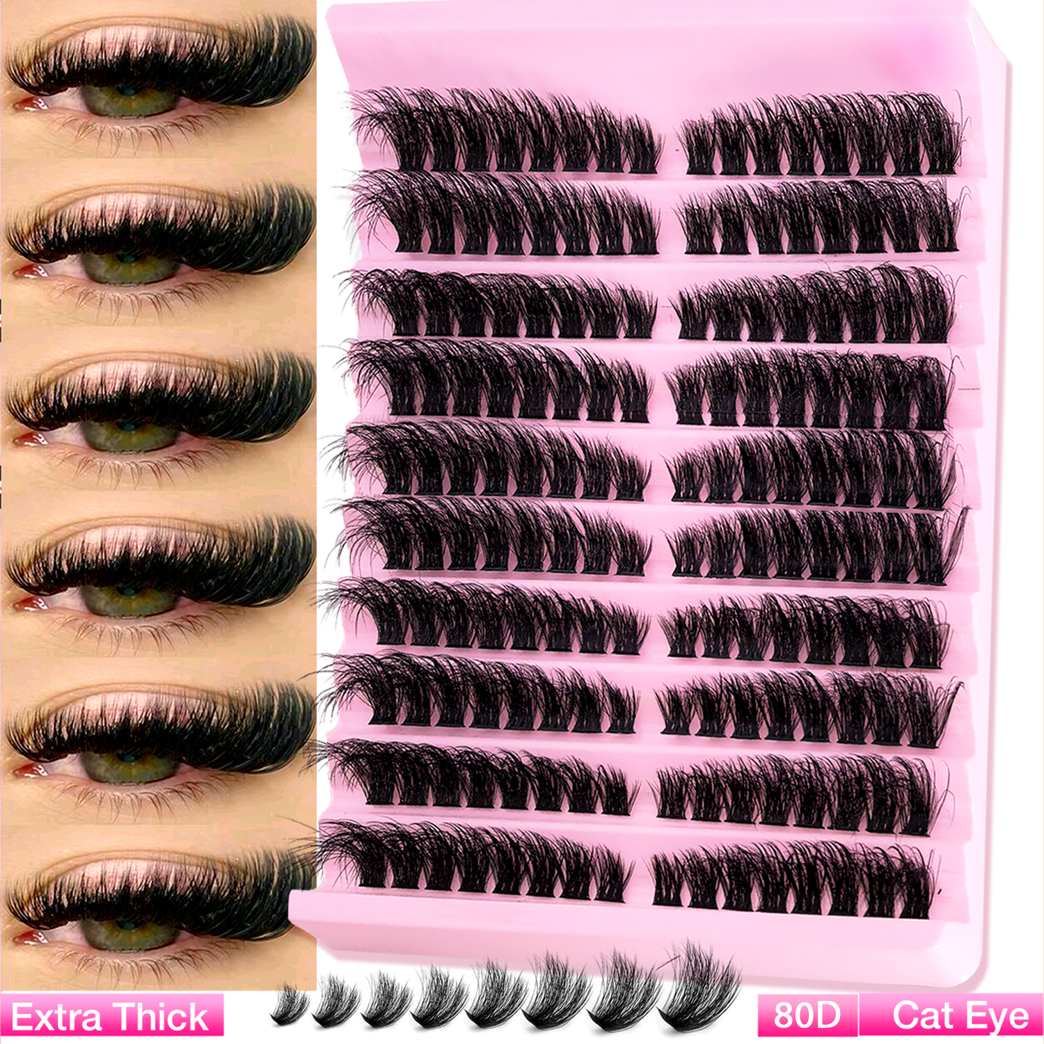 Cils individuels 8-16mm 160 pièces cils en grappe aspect naturel plateau mixte bricolage Extension de cils Volume grappes de cils cils