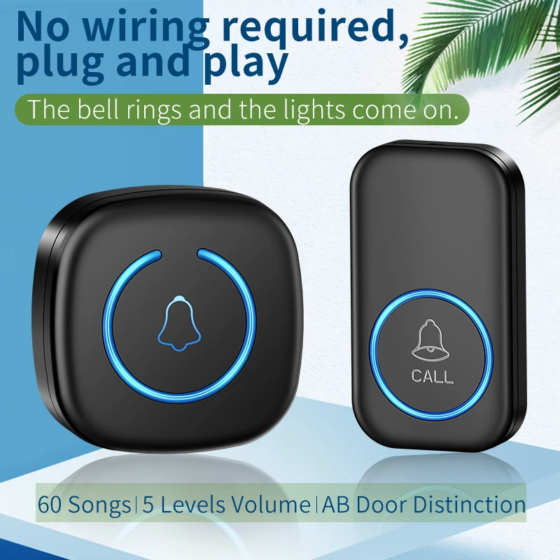 Wireless Doorbell อัจฉริยะยินดีต้อนรับประตู Bell 300 M/984 ฟุต 60 เพลง Melodies บ้านสมาร์ท Doorbell US EU ปลั๊กอุปกรณ์เสริม