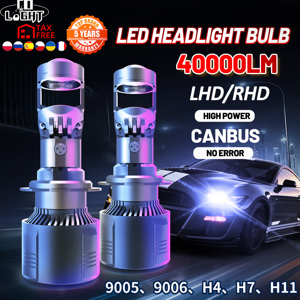 Co Licht H7 Led Koplamp Projector Lens Bi-Led H4 Grootlicht Dimlicht 40000lm H11 H8 H9 9005 9006 Hb3 Hb4 Mini Auto Led Lamp 12V