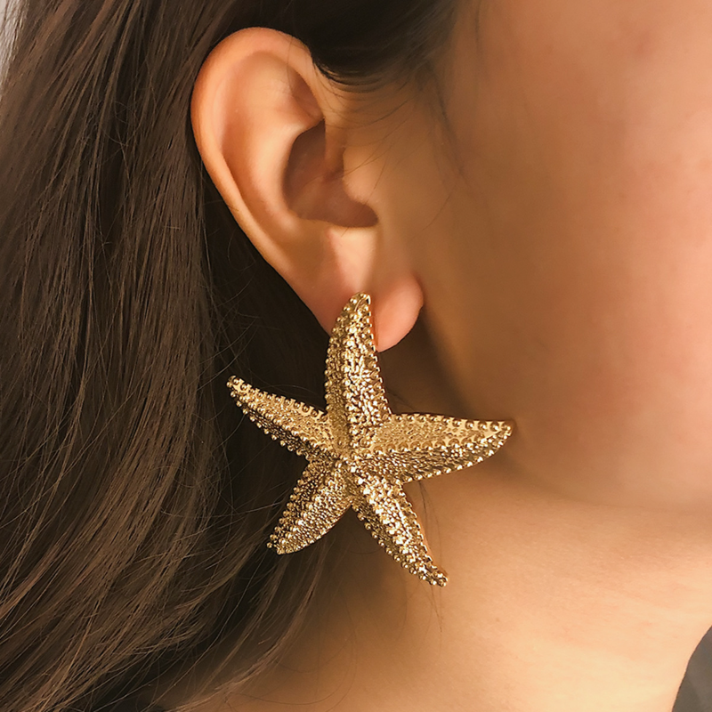 Mode Übertreibung Sommer neue goldene Seestern Ohrringe für Frau Urlaub Party böhmischen Schmuck Accessoires für Frauen