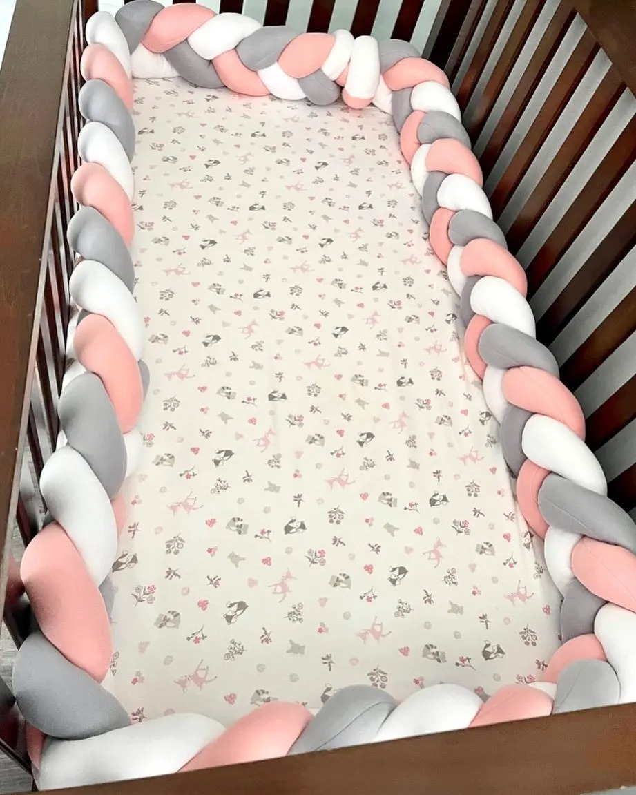 Babybedje Protector Bed Gevlochten Knoop Kussen voor Baby Kids 3 Aanden Peuter Babybed Bumpers In De Wieg Pasgeboren 1 M/2 M/3 M/4 M